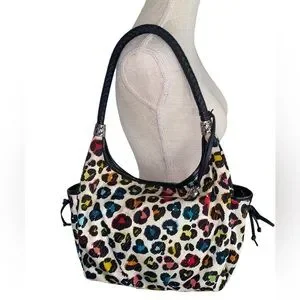 Brighton Bags Brighton Multi Colored Leopard Print White Nylon Shoulder Bag Purse Poshmark